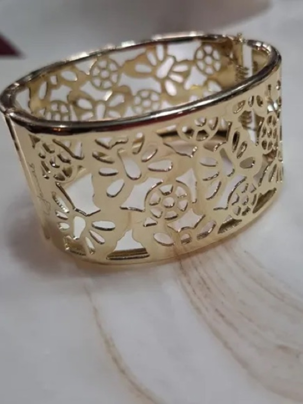 Gold Floral Cutout Cuff Bracelet - Unbranded
